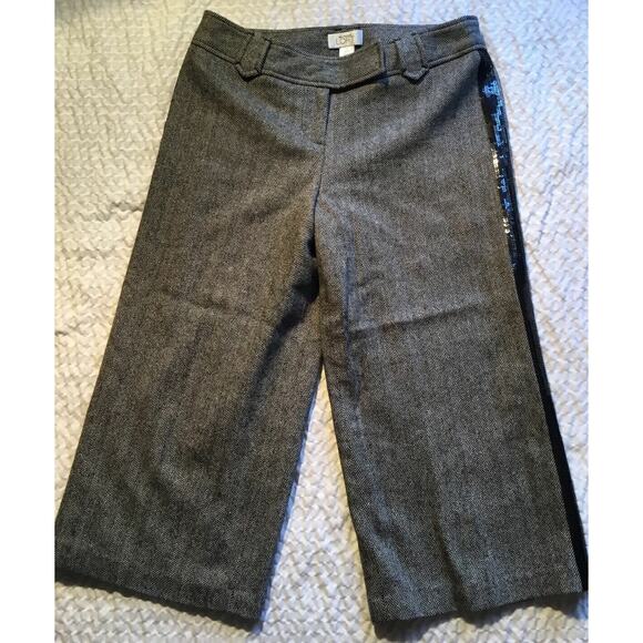 Ann Taylor LOFT Black White Chevron Wool Lined Capri Pants Women's Size 6 NWOT - Picture 1 of 9